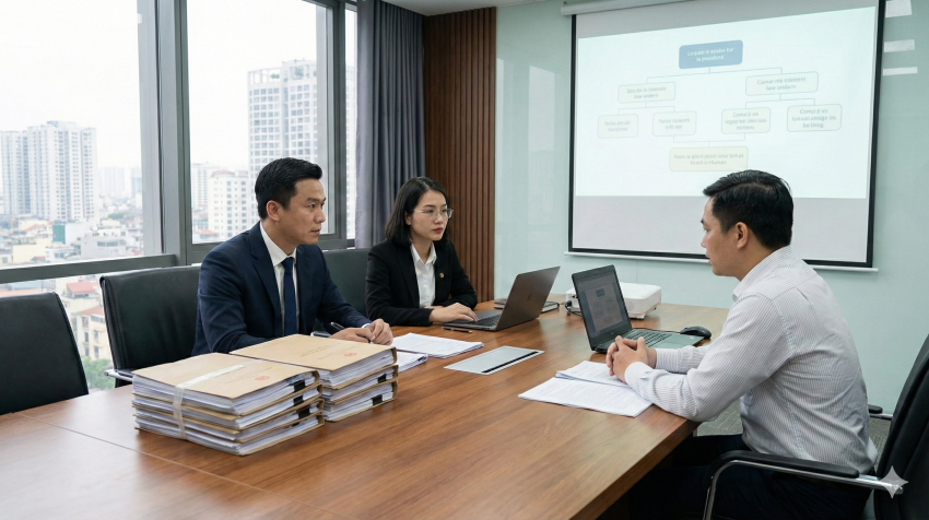 Đội ngũ luật sư tranh tụng nghiên cứu hồ sơ và xây dựng chiến lược giải quyết tranh chấp hiệu quả cho khách hàng