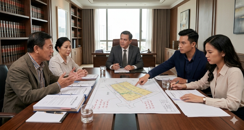 Các bên trao đổi về tranh chấp đặt cọc mua bán đất