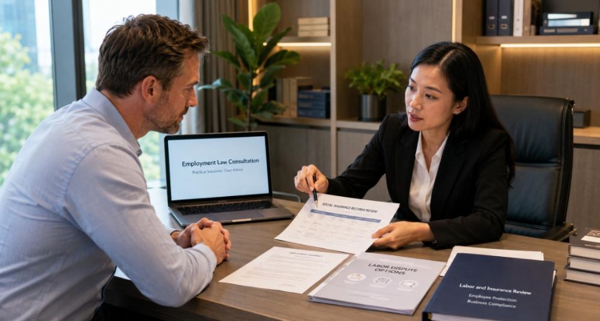 Luật sư trao đổi với người lao động về phương án giải quyết tranh chấp lao động.