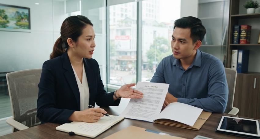 Luật sư trao đổi với khách hàng về hợp đồng thuê cần chấm dứt trước hạn