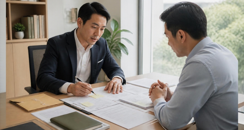 Luật sư tư vấn khách hàng dựa trên hợp đồng đặt cọc và hồ sơ giao dịch