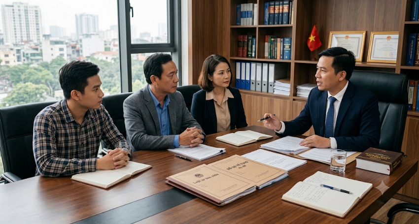 Gia đình trao đổi với luật sư về hồ sơ hình sự