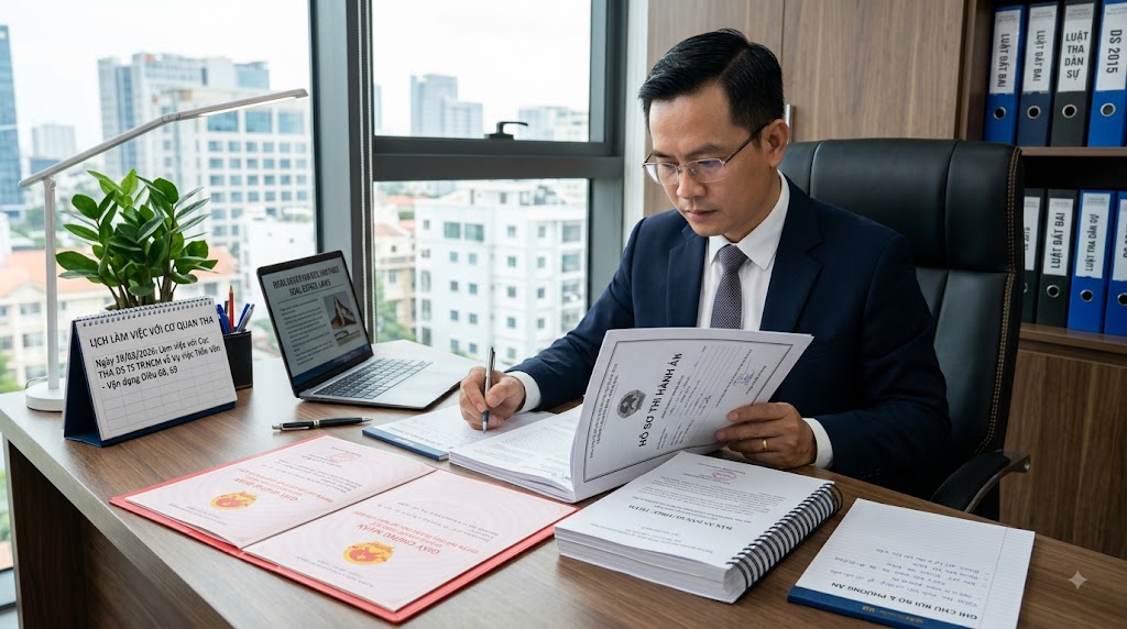 Luật sư rà soát hồ sơ thi hành án liên quan đến nhà đất